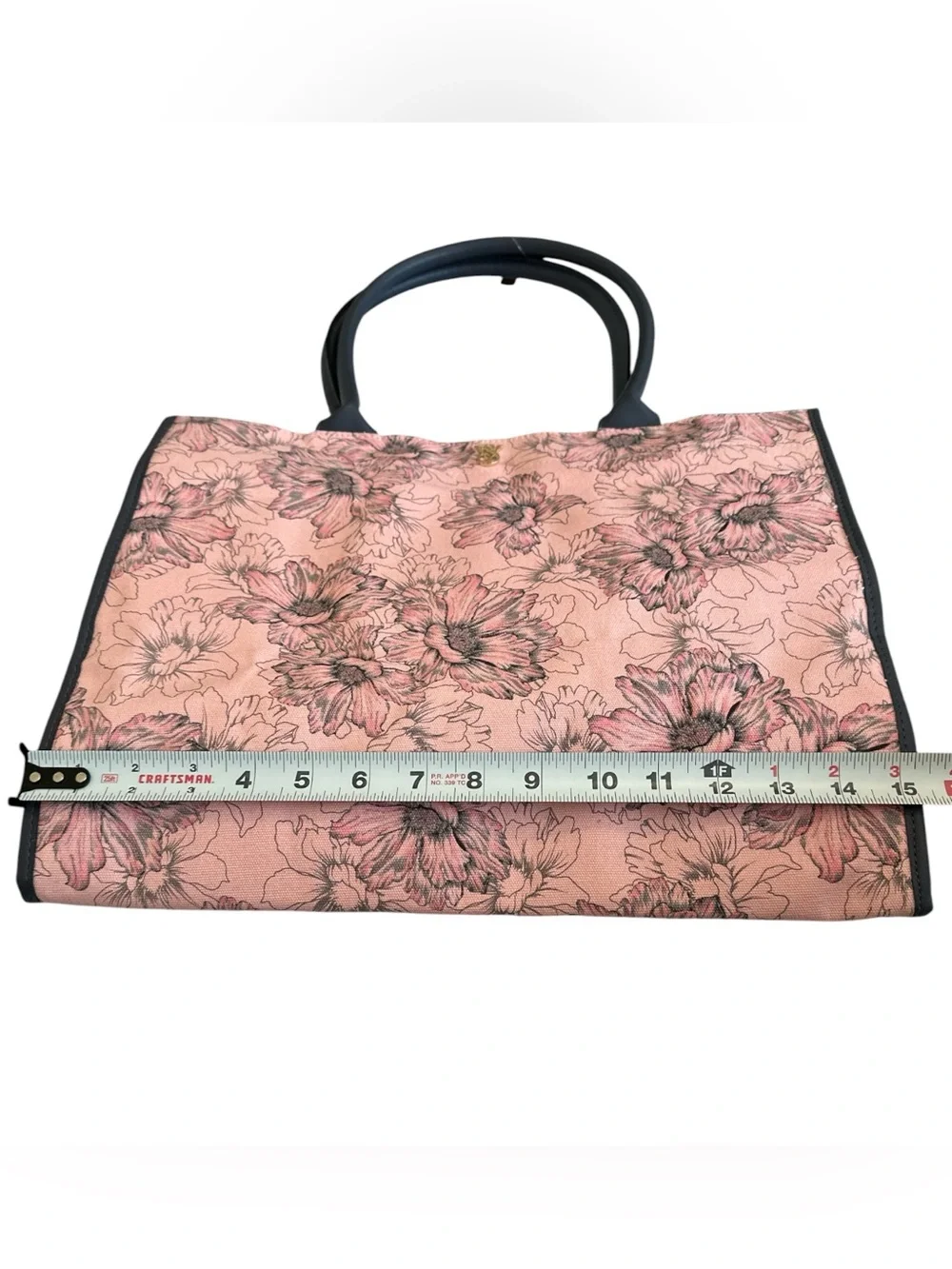 Victoria’s Secret Pink Floral Canvas Tote Bag Black Trim Coquette Balletcore NWT